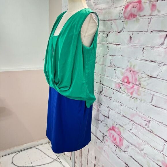🔥5 for $25 sale🔥 Calvin Klein Drape Floating Top Color Block Overlay Dress - Picture 2 of 8